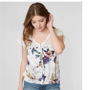Gimmicks Floral Crochet Crop Top Size XS